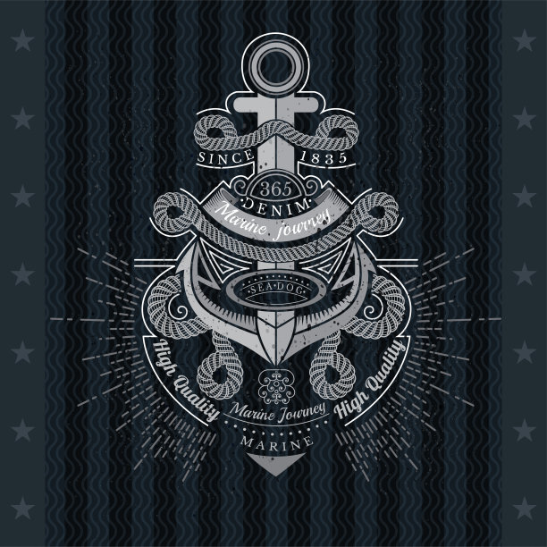 用绳结锚。海上特种部队黑板上的复古标签图片下载