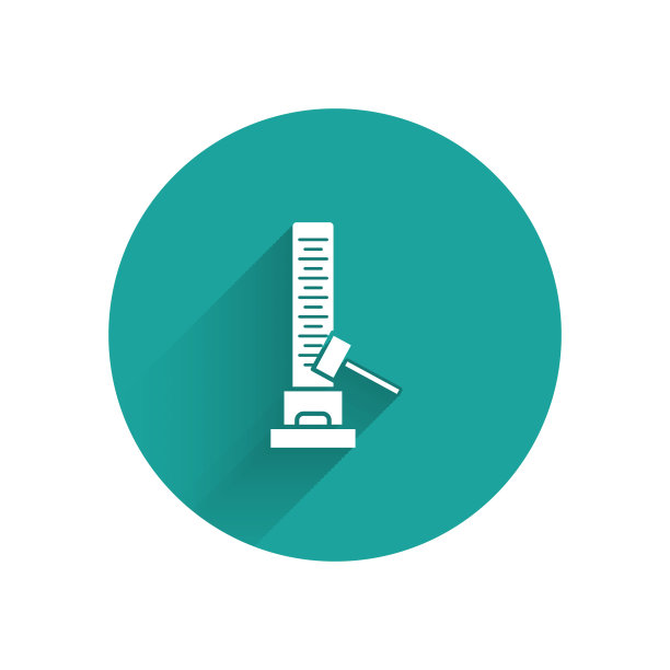 白色高前锋吸引与大锤图标孤立与长影子。用于测量强度的吸引力。游乐园。绿色圆圈按钮。矢量图图片下载