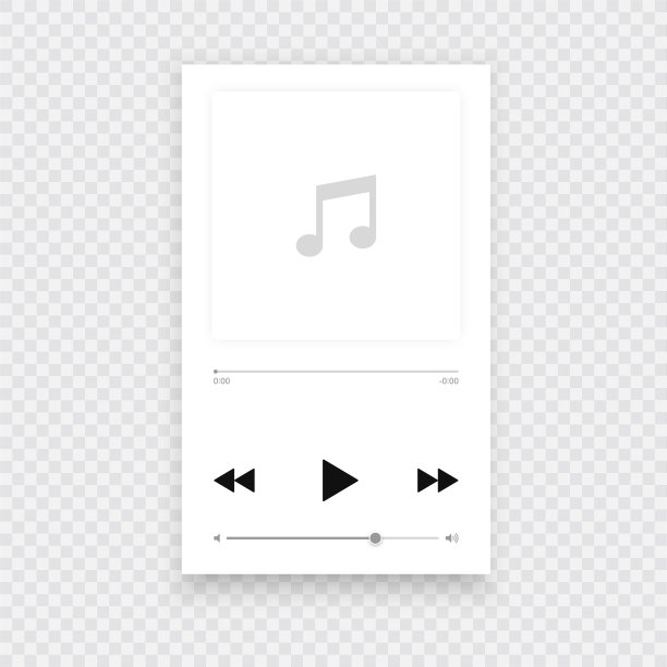 音频播放器模板。音频播放器界面概念。智能手机音乐。媒体播放器。矢量透明的背景。图片下载
