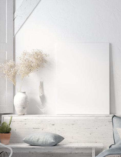 海报模拟在乡村家庭室内，斯堪的纳维亚生活方式的概念图片下载