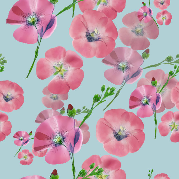 亚麻。花型纹理无缝。花背景，照片拼贴图片下载