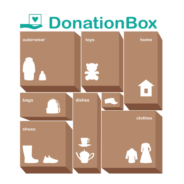 一组带有名称和图像的捐款箱按钮图片下载