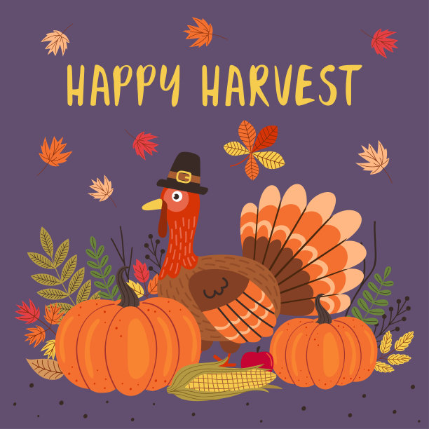 感恩节快乐卡片设计图片下载