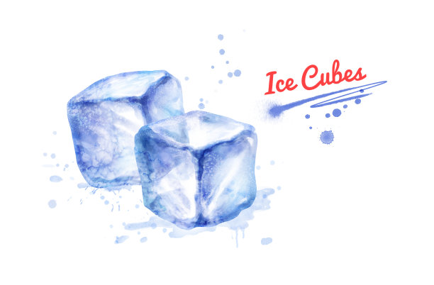 两个冰块的水彩画插图图片下载