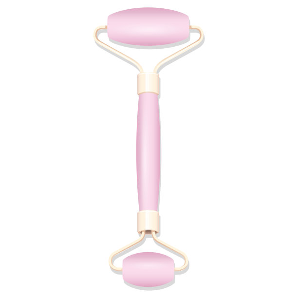 双对象玫瑰石英滚轮，方便按摩。面部美学。理想的美丽和弹性材料图片下载