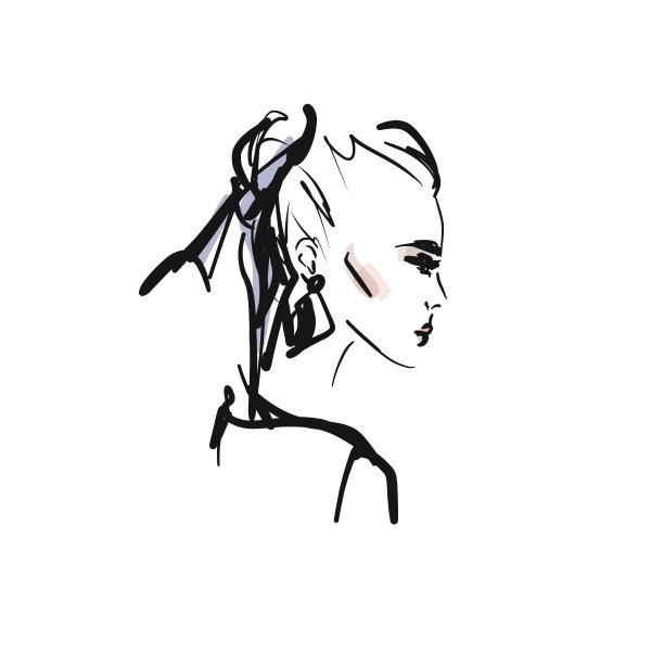 时尚的年轻优雅的女人肖像。美丽女孩的侧面脸。时尚插图在素描风格图片下载