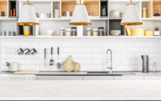 木材空表面和厨房作为背景图片下载