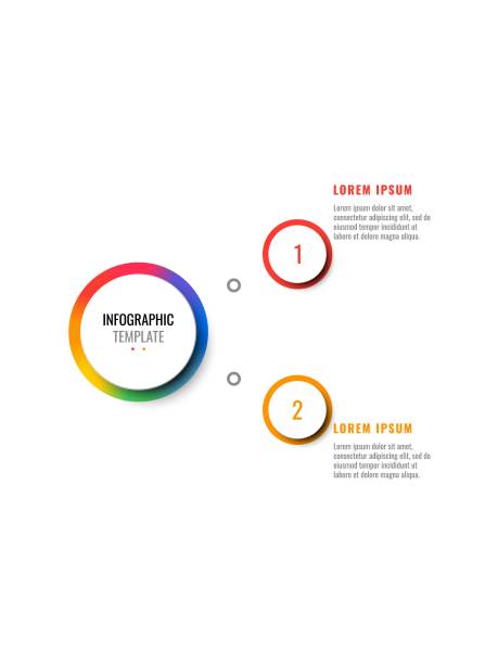 两步设计布局信息图形模板与圆形3d现实元素。宣传册、横幅、年报的流程图图片下载