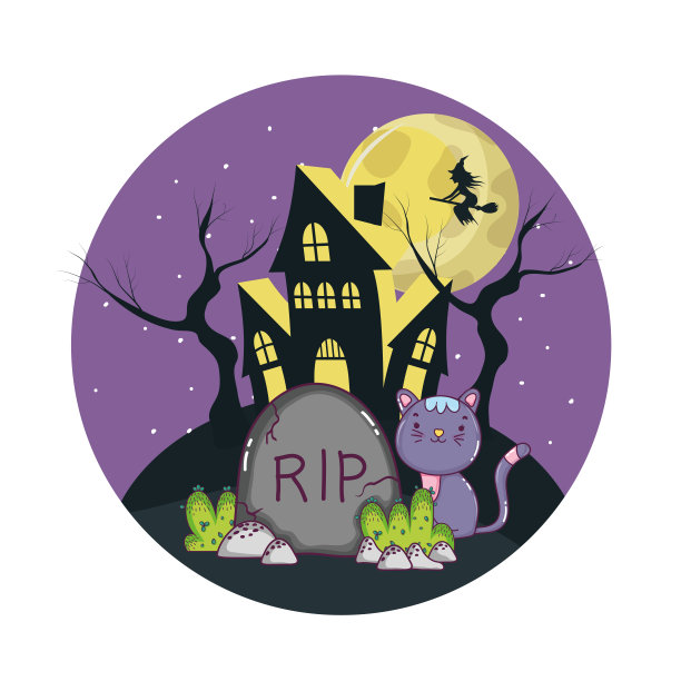 万圣节可爱的猫卡通图片下载