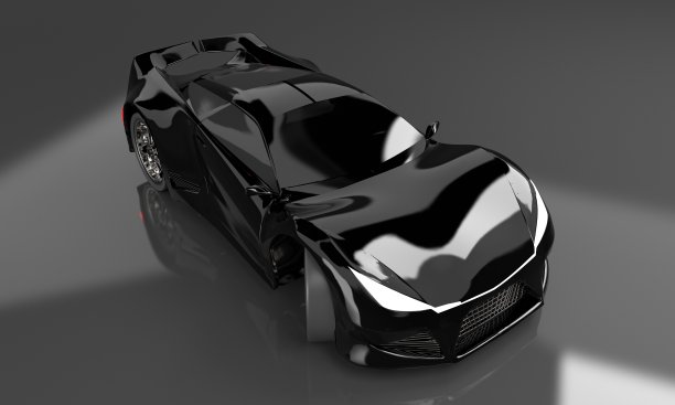 现代黑色跑车，3d，渲染。图片下载