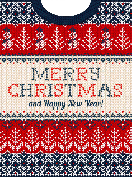 丑毛衣圣诞派对邀请。针织背景图案斯堪的纳维亚装饰。图片下载