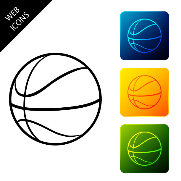 孤立的篮球图标。运动的象征。设置图标彩色的方形按钮。矢量图图片下载