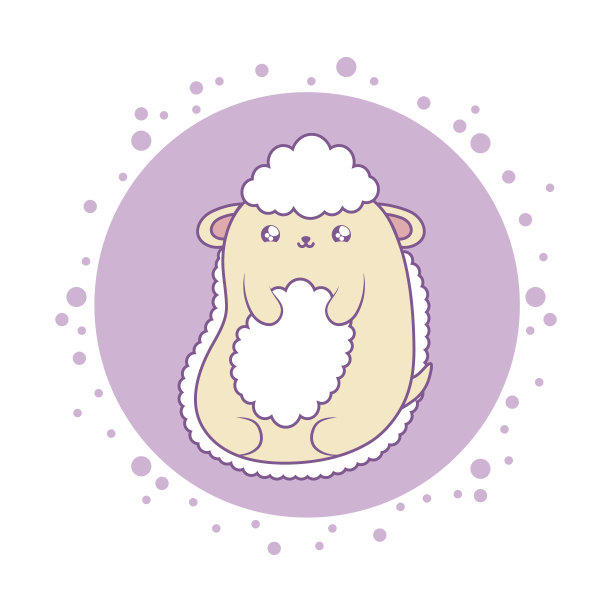可爱的绵羊宝宝动物卡哇伊风格图片下载