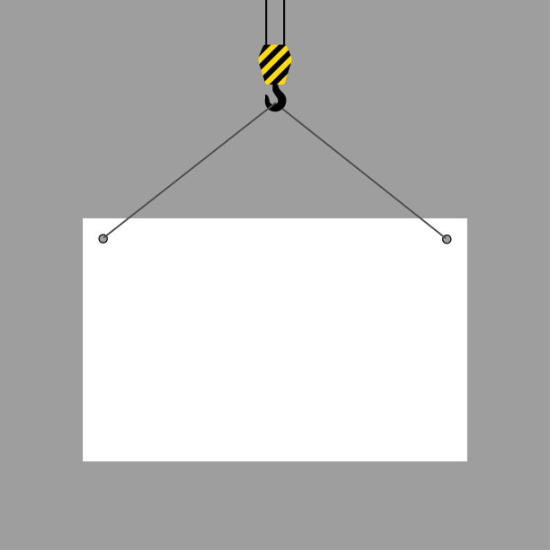 起重机钩在建筑下挂着空横幅图片下载