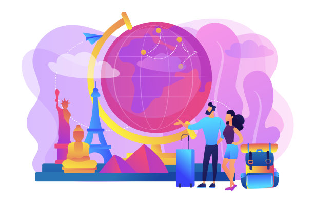 环游世界概念矢量插图图片下载