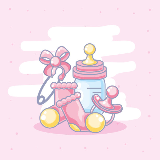 为女婴准备奶瓶和固定物品图片下载