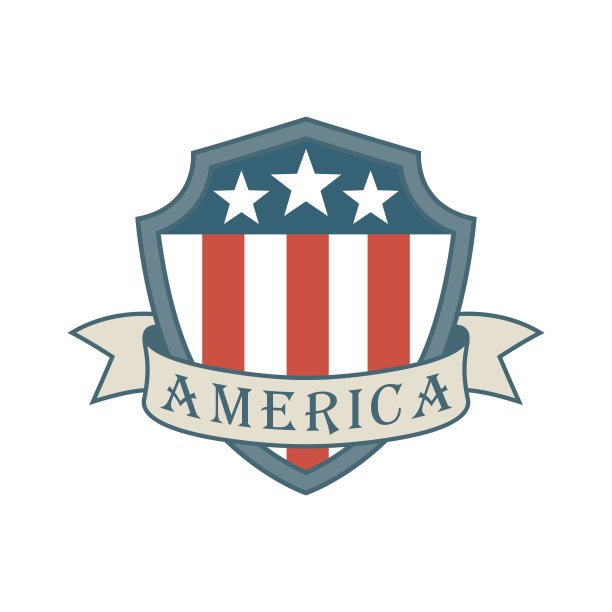 带有文字的美国国旗盾牌和旗帜图片下载