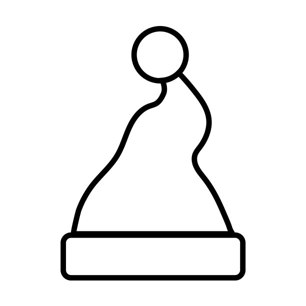 白色背景上隔离的圣诞帽线条图标图片下载