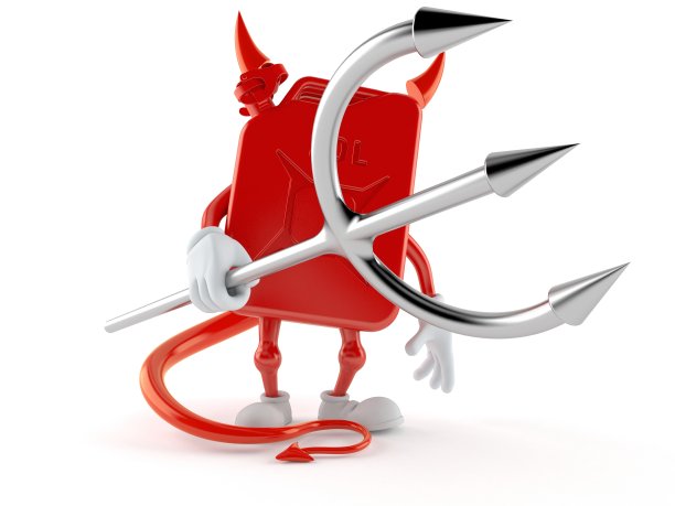 带有魔鬼角和干草叉的汽油罐图片下载