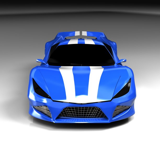现代蓝色跑车，3d，渲染。图片下载