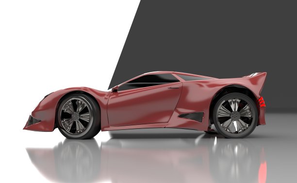 现代红色跑车，3d，渲染。图片下载