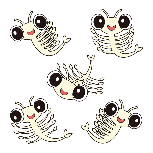 海猴Artemia字符集模式矢量插图图片下载