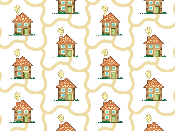 房子的背景。无缝模式。街道上的一组建筑。房地产的概念。图片下载