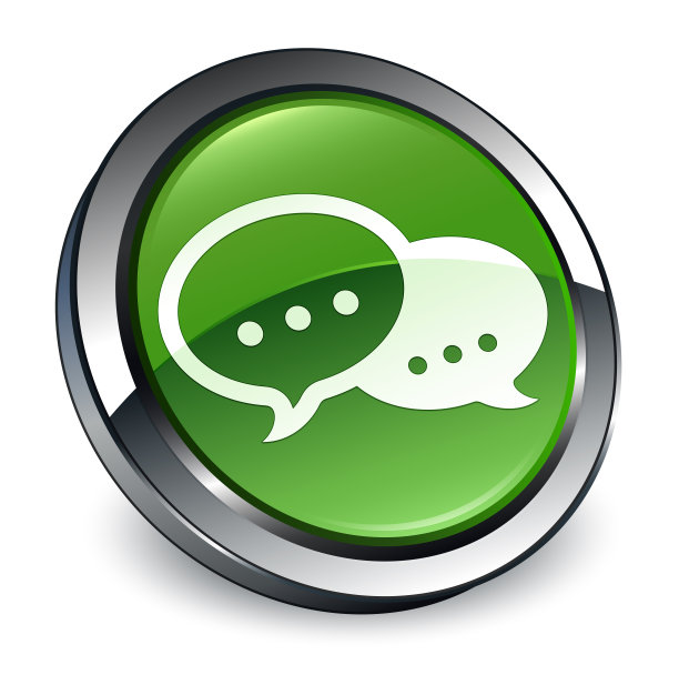 说话气泡图标3d软绿色圆形按钮图片下载