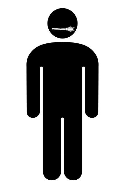 嘴巴有拉链的男人的标志。图片下载