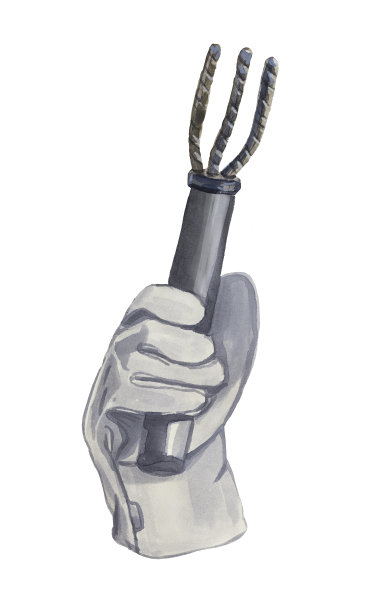 一名焊工戴着手套的手和一个旧的焊条夹制成的水彩画图片下载