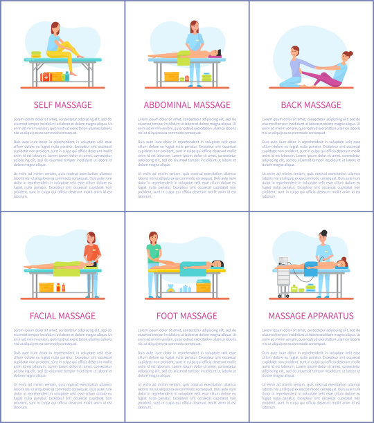 面部和自我按摩护理海报集合向量图片下载