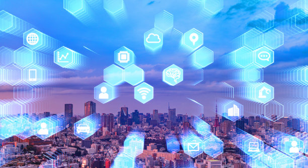 智慧城市与通信网络概念。5克。物联网。人工智能。图片下载