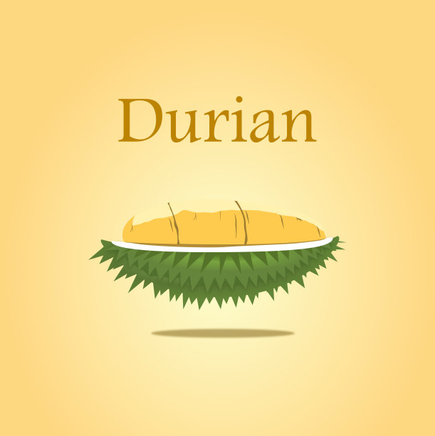 榴莲设计海报矢量和插图上孤立的黄色背景。图片下载
