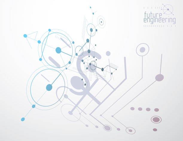 机械方案，带圆和机构几何零件的矢量工程图。技术方案可用于网页设计，也可作为壁纸或背景。图片下载