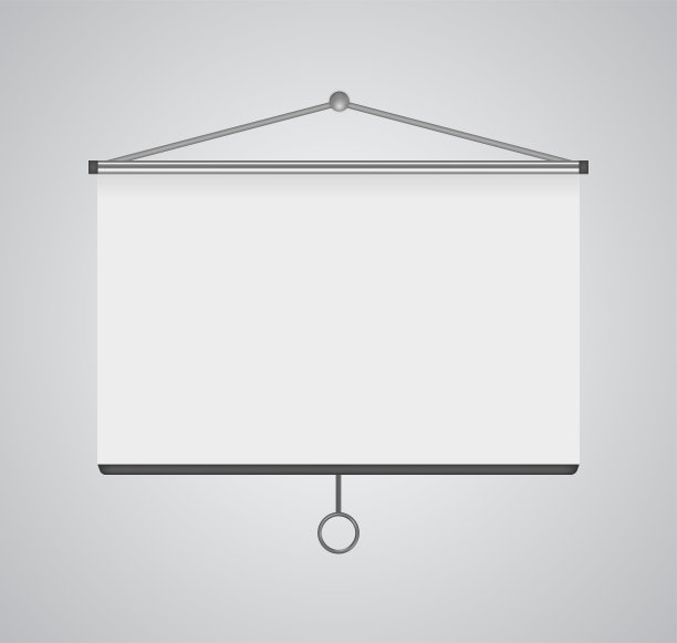 用于图像投影仪垂直表面的折叠悬挂织物屏幕。为业务演示的可视内容绘制，如幻灯片、信息图和视频。框架广告信息，海报。图片下载