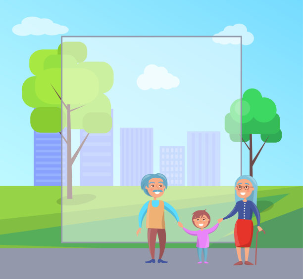 快乐的祖父母日老两口和孙子图片下载