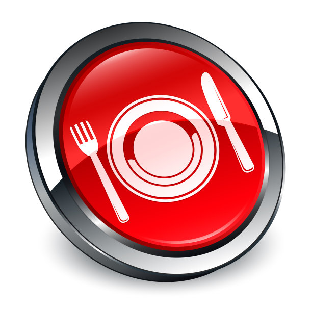 食物盘图标3d红色圆形按钮图片下载