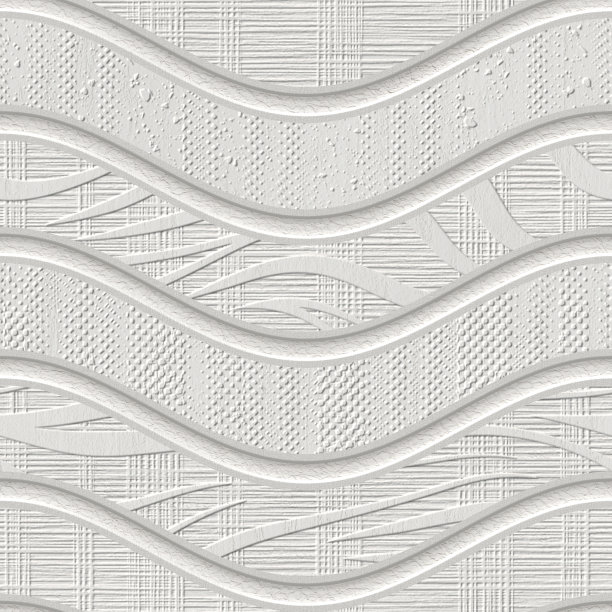 波浪图案雕刻grunge背景无缝纹理，拼接图案，白色，3d插图图片下载