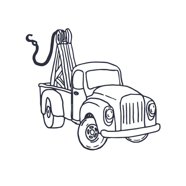 白色背景下的皮卡拖车服务。向量图片下载