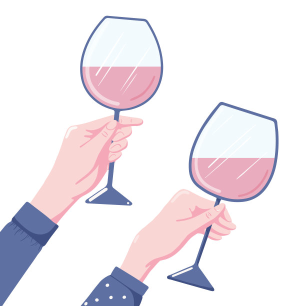 手持红酒杯，两种款式，扁平风格矢量图图片下载