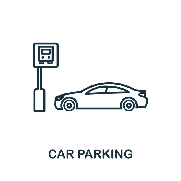 停车场轮廓图标。瘦削风格的设计来自城市元素图标集合。像素完美的停车图标象征。网页设计，应用程序，软件，打印使用图片下载