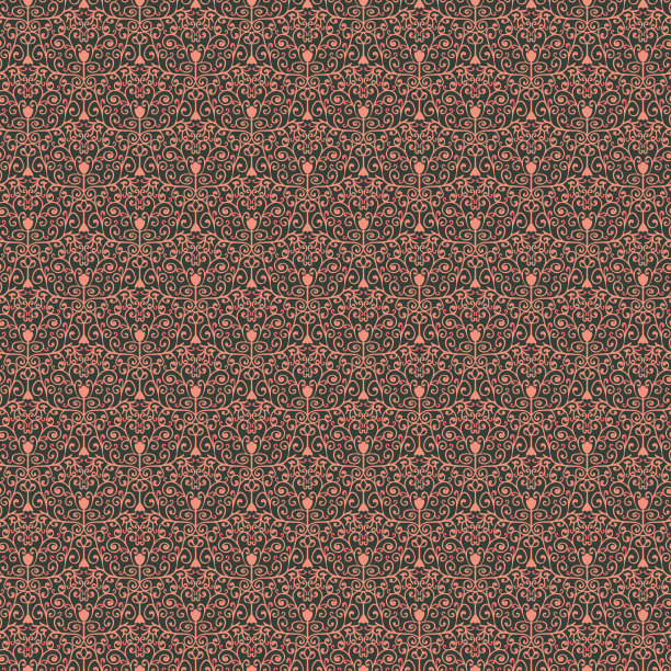 无缝矢量模式与华丽的漩涡和简单的郁金香花图片下载