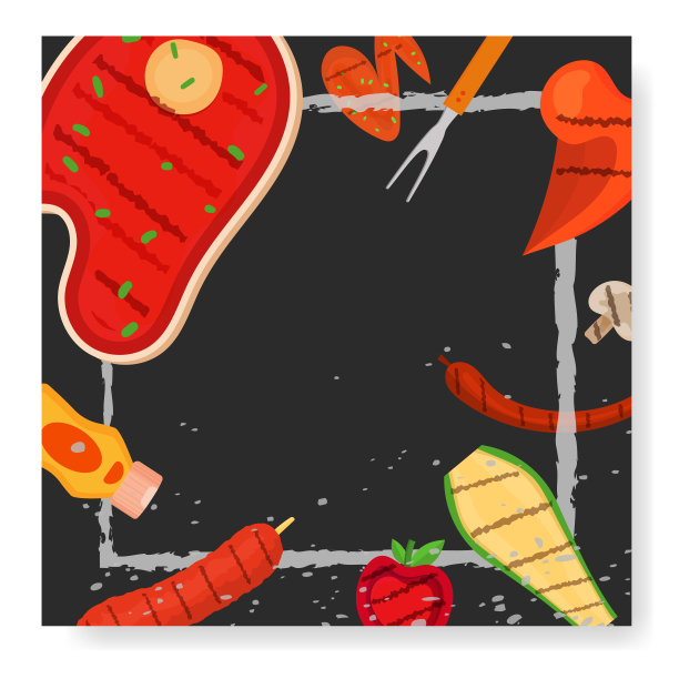 烧烤派对，菜单，邀请函设计。烧烤图片下载