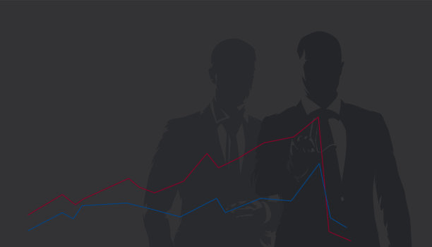 商人分析下跌的图形。商业金融危机，暗矢量插图。公司管理层评估情况图片下载