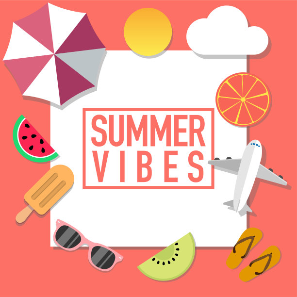 夏季心情风格广告与多对象图片下载