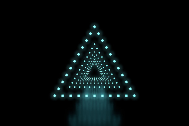 一排三角形蓝色LED灯图片下载