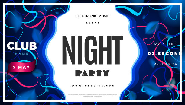 夜店派对背景以蓝色树叶和现代风格装饰图片下载