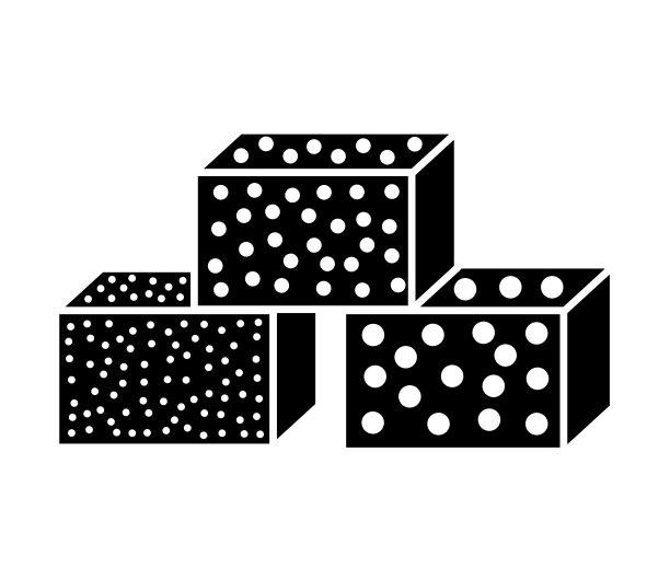 砂纸海绵平面图标。砂磨砂纸的黑白插图。有纹理的玻璃纸块图片下载