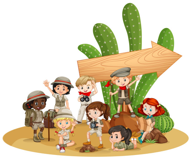 横幅模板设计与孩子和仙人掌图片下载