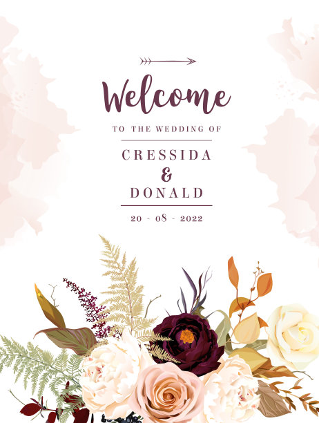 玫瑰、牡丹、毛茛、潘帕斯草、蕨类图片下载